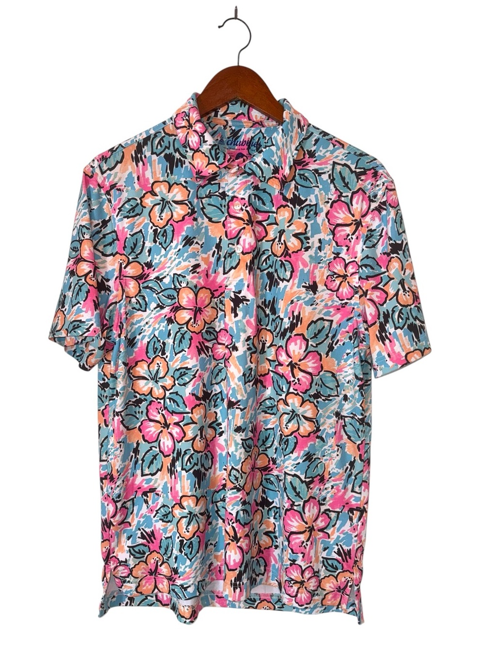Chubbies Floral Performance Polo Shirt Men’s Small Tropical Golf Stretch